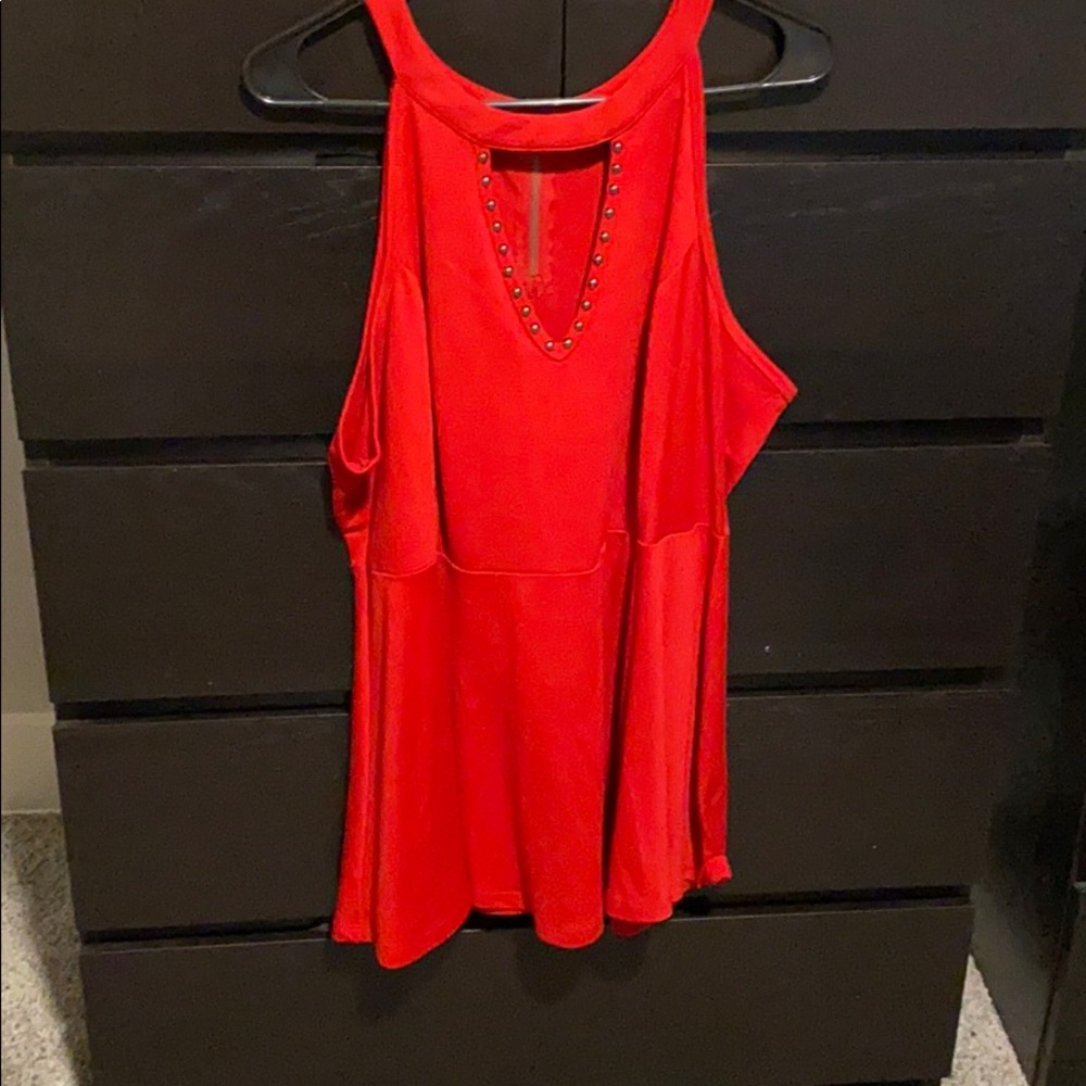 Red peplum tank